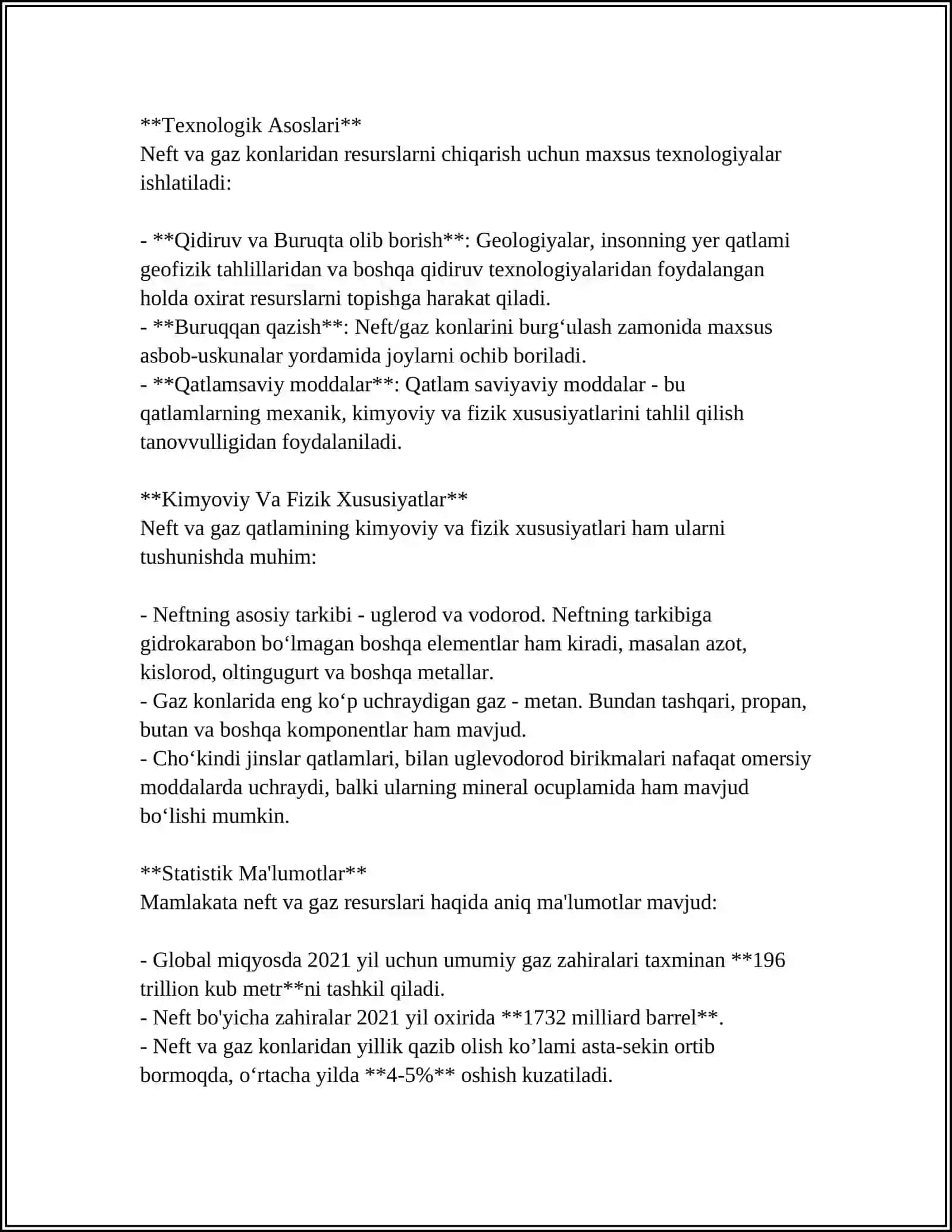 NEFT VA GAZ QATLAMLARI O'ZGACHALIKLARI 4
