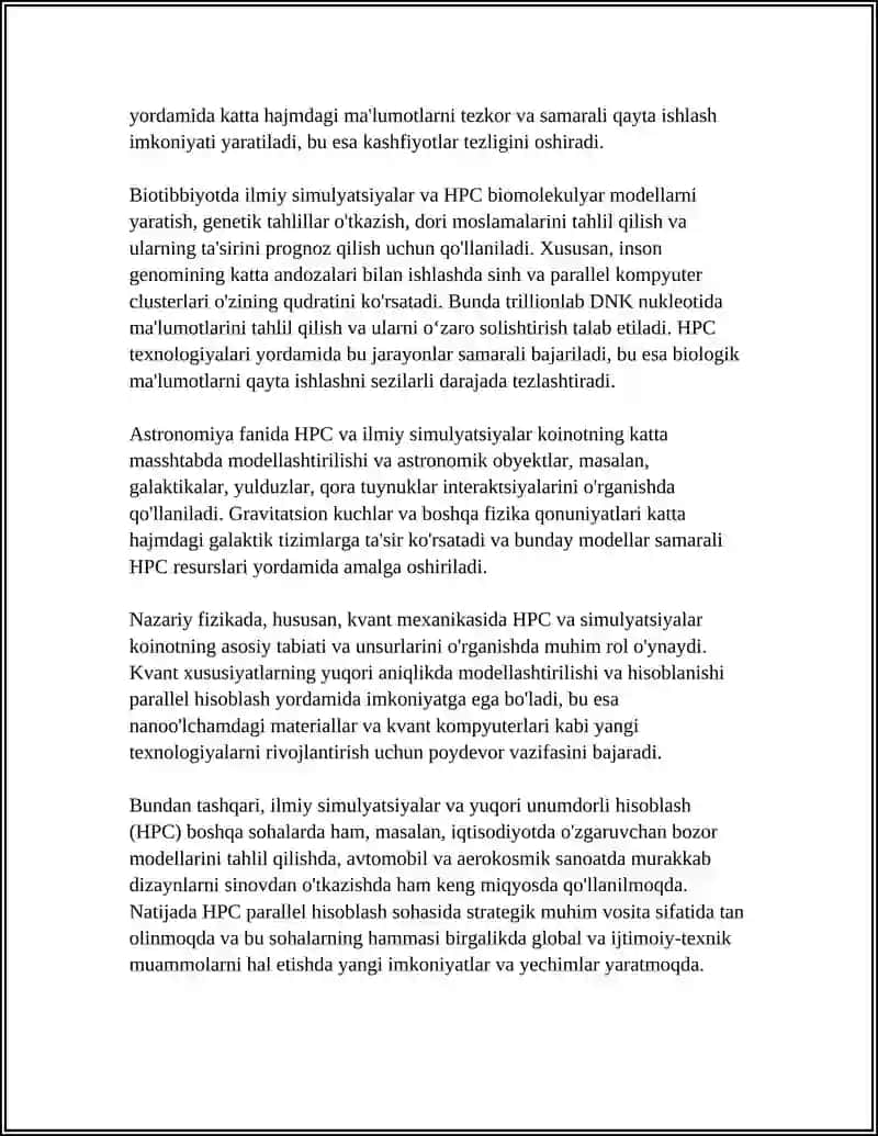 PARALLEL HISOBDA UQORI UNUMDORLI HISOBLOSH (HPC) 4