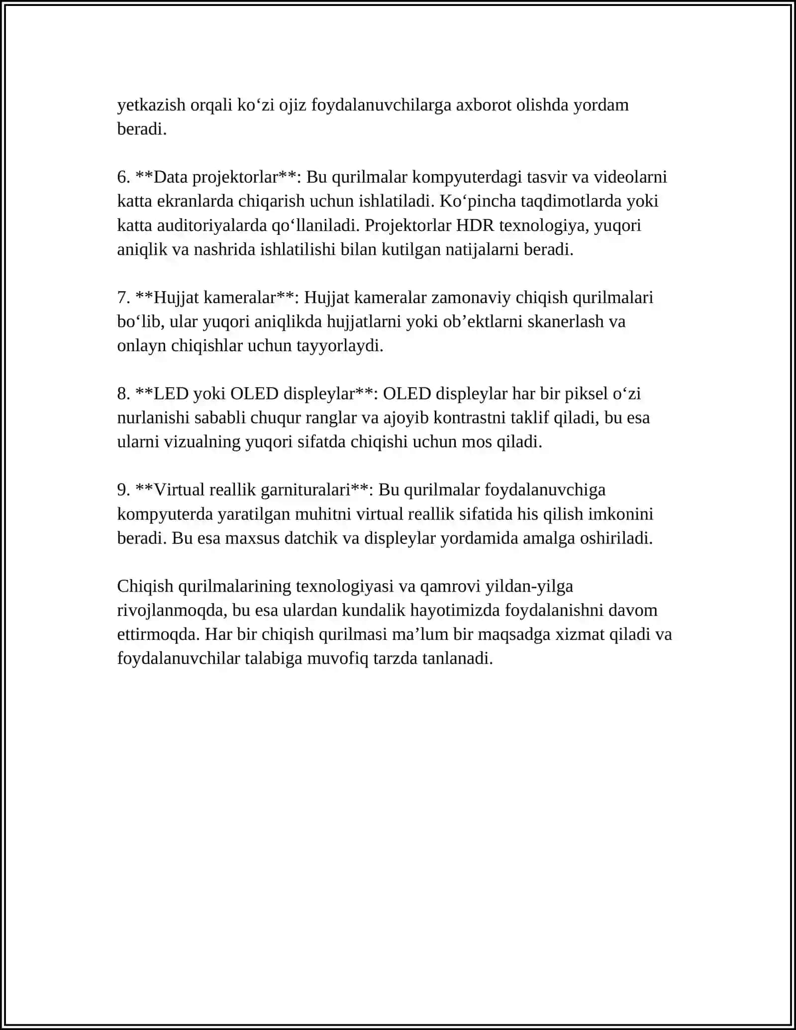 CHIQISH QURILMALARI VA ULARNING ROLLARI 4