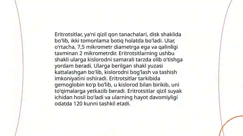 Qonning shaklli elementlari. Eritrotsitlar 4