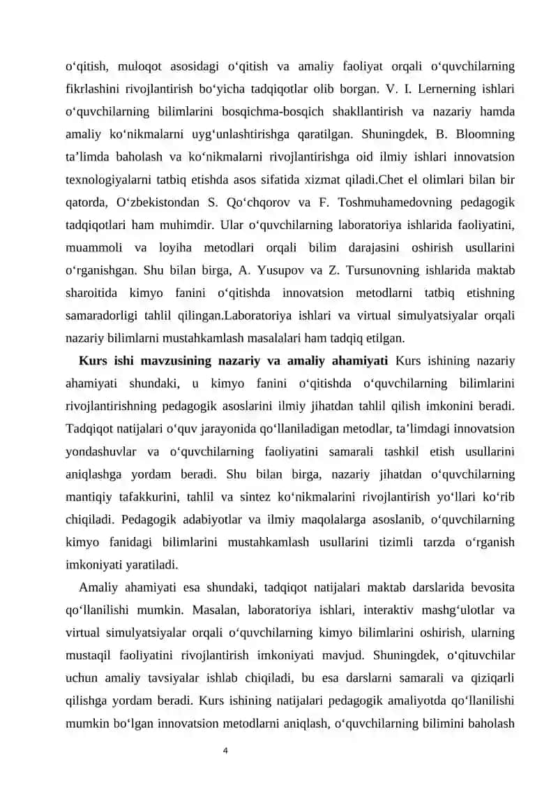 Kimyo fanlarini o‘qitishda o‘quvchilar bilimini rivojlantirish 4