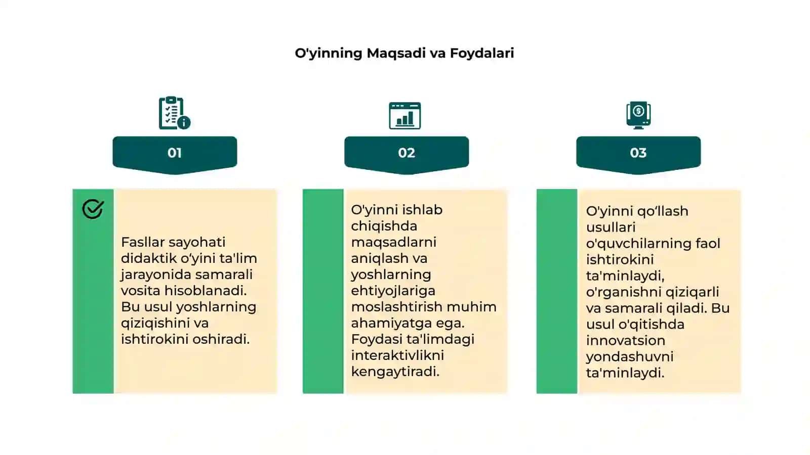 Fasllar Sayohati Didaktik O'yini 4