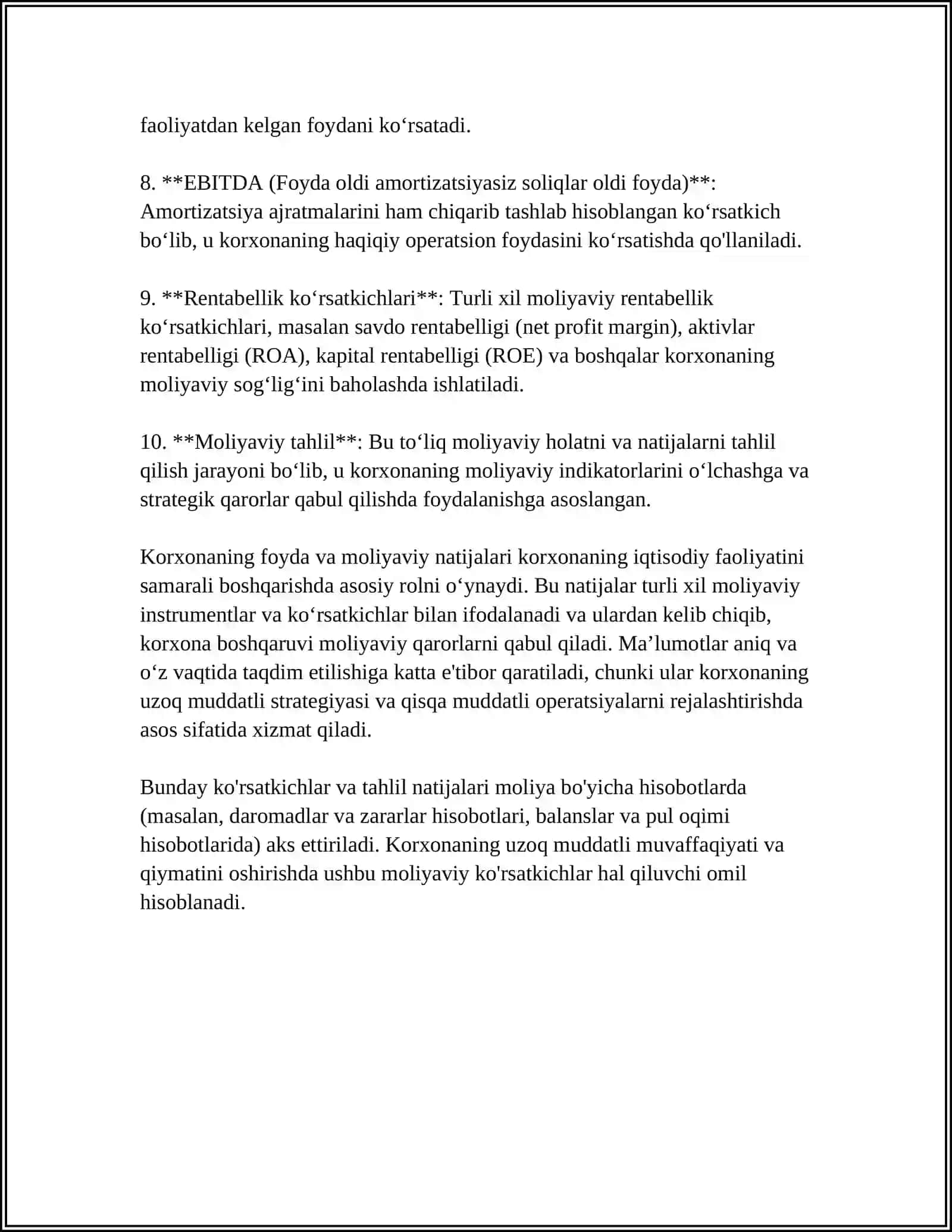 KORXONA FOYDASINING TAQSIMLANISHI VA ISHLATILISHI 4