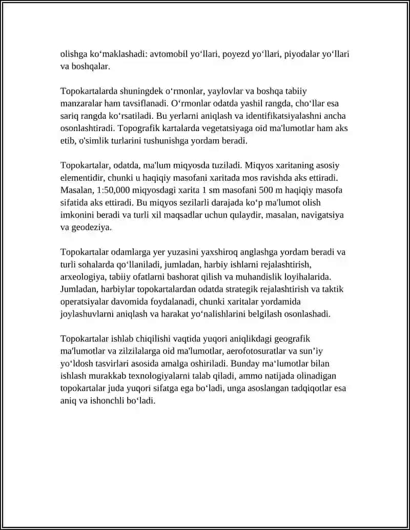 TOPOKARTA, TOPOPLAN VA PROFIL HAQIDA TUSHUNCHA 4