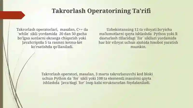 Takrorlash Operatorlari 4
