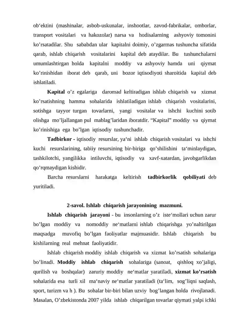 Ishlab chiqarish jarayoni va uning natijalari 4