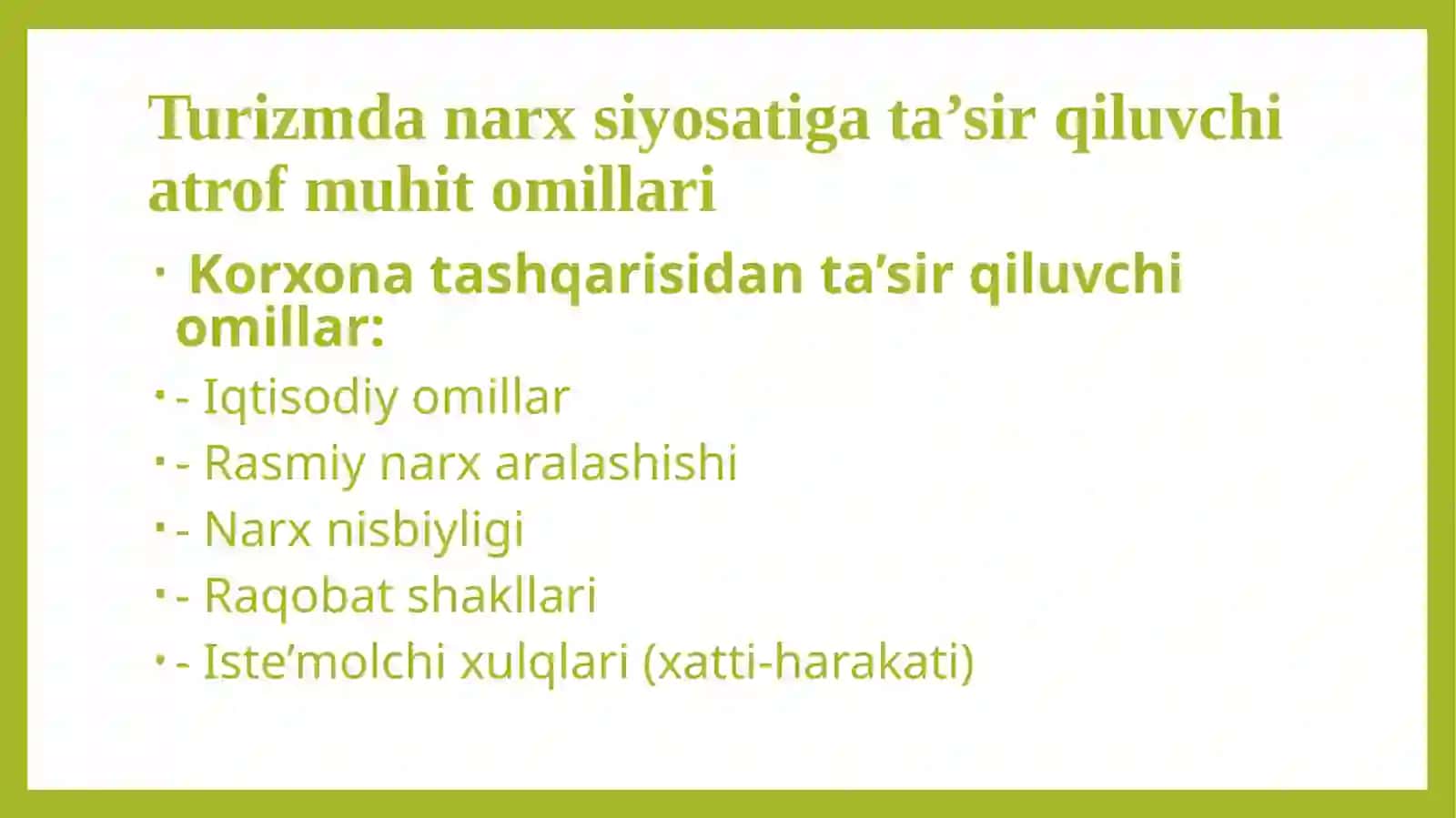 Turistik maxsulotning narxi 4
