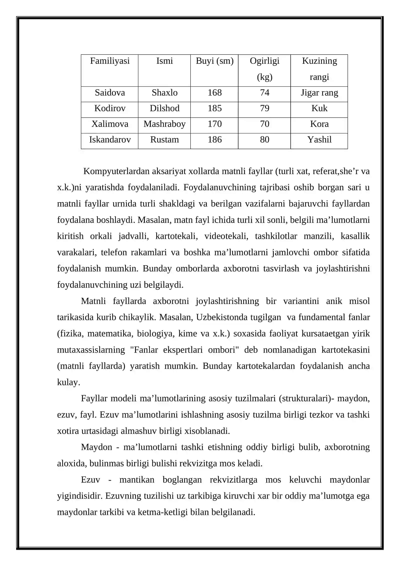 Ma’lumotlar bazasi internet texnologiyalari 4