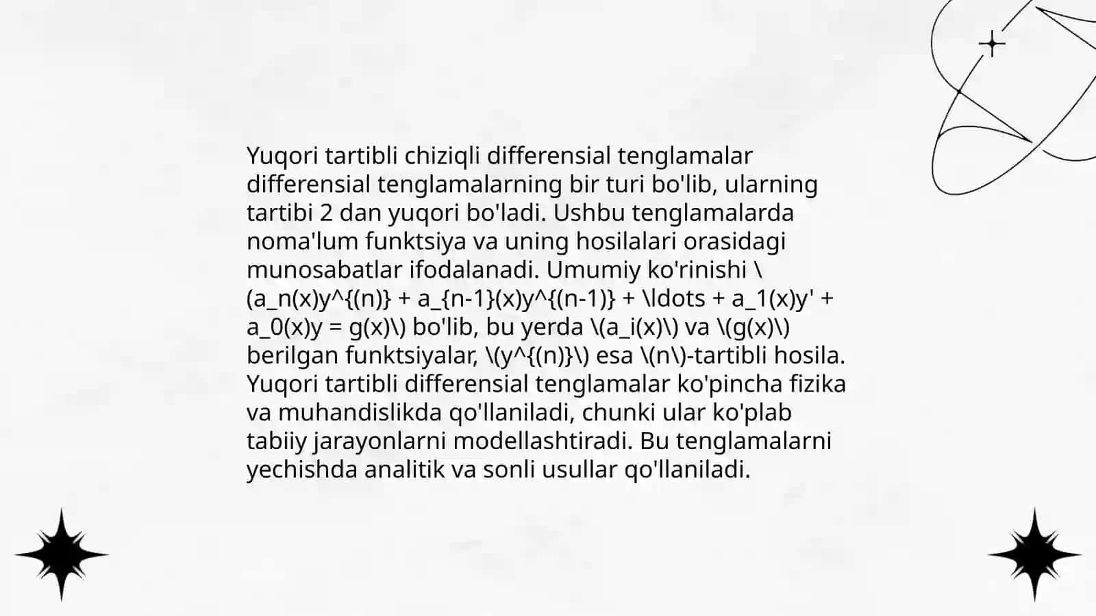 Yuqori tartibli differensial tenglamalar 4