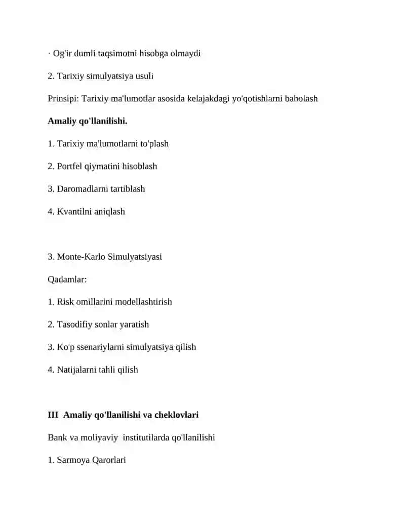 VALUE-AT-RISK (VAR) MODELI VA AMALIY QOʻLLANILISHI 4