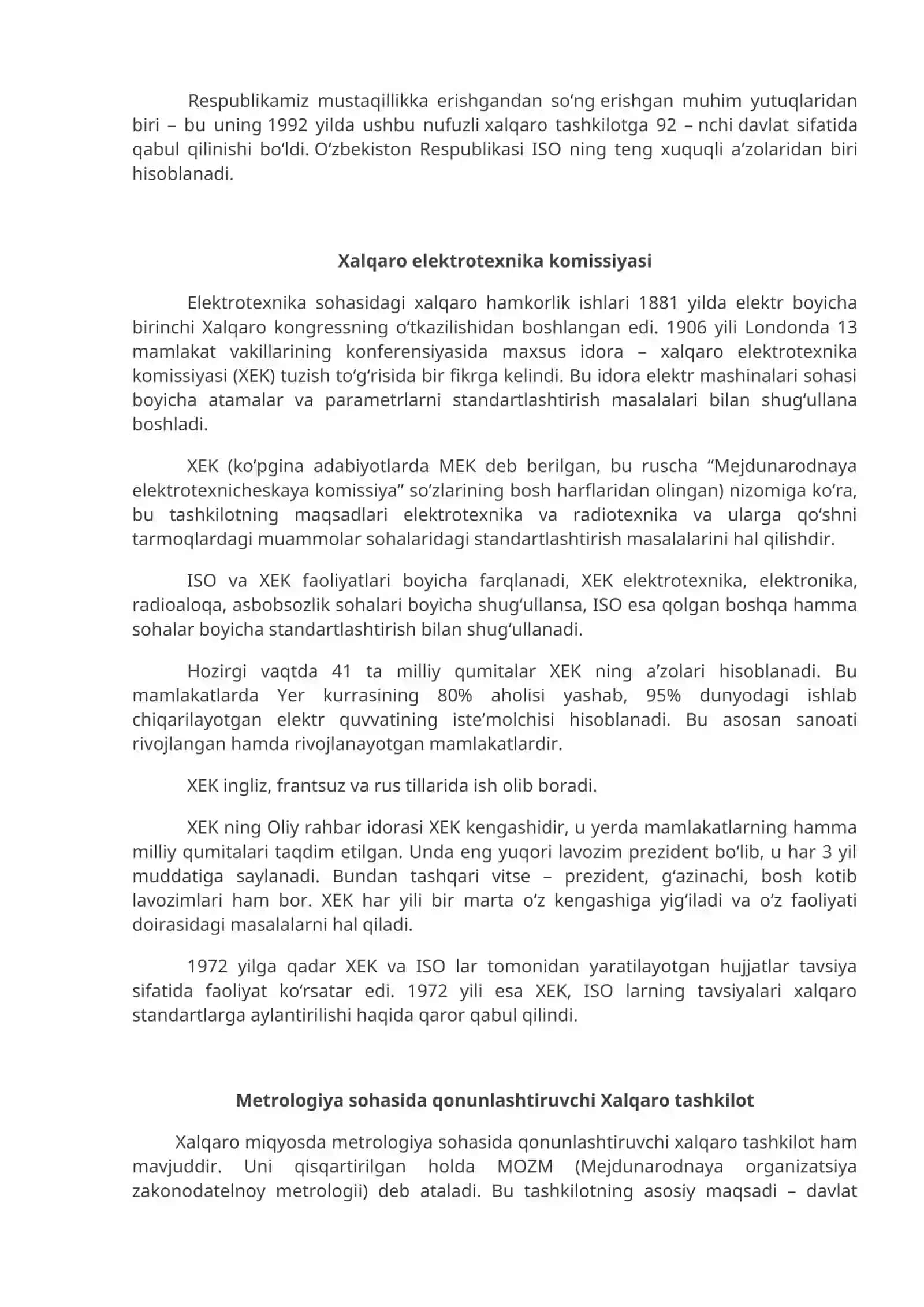 STANDARTLASHTIRISH VA METROLOGIYA BO‘YICHA XALQARO TASHKILOTLAR 4