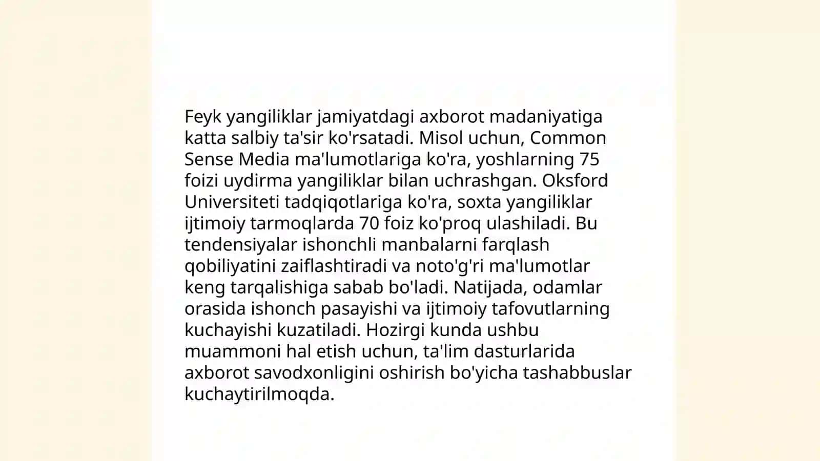 Media makona "feyk yangiliklar " ning xavfi 4