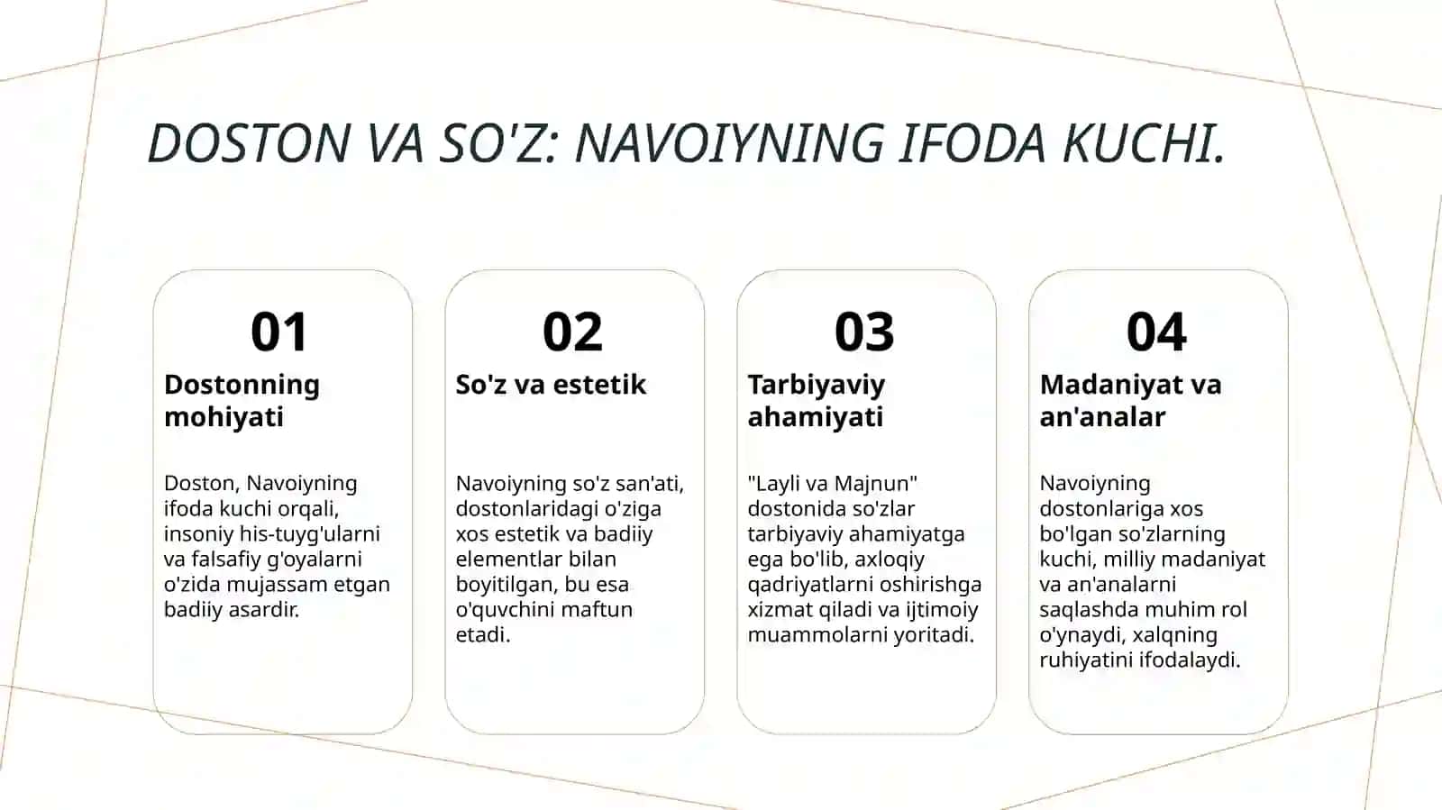 Navoiyning [ Layli va Majnun] dostonida soʻzning ulugʻlanishi 4