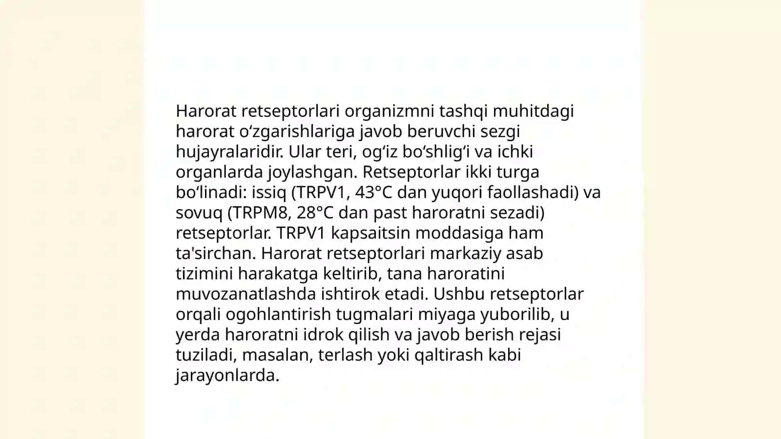 Taktil va harorat retsepsiyasi 4