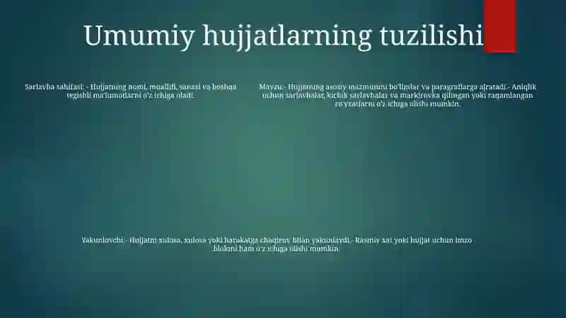 Umumiy Hujjatlar BoʻYicha Taqdimot 4