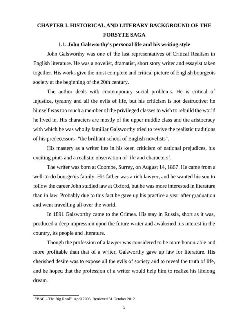 LITERARY ANALYSIS OF THE NOVEL “THE FORSYTE OF SAGA” BY JOHN GALSWORTHY 4