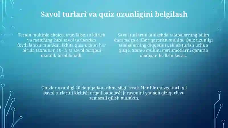 Quiz yaratish rejalari 4