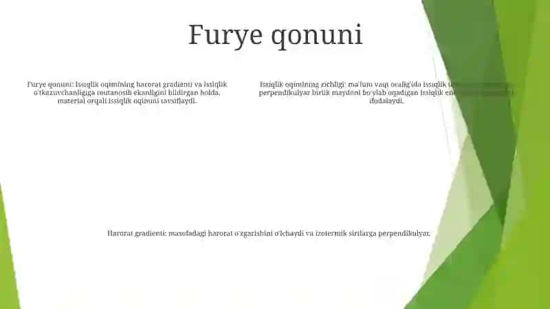 Harorat gradienti Fure Qonuni 4