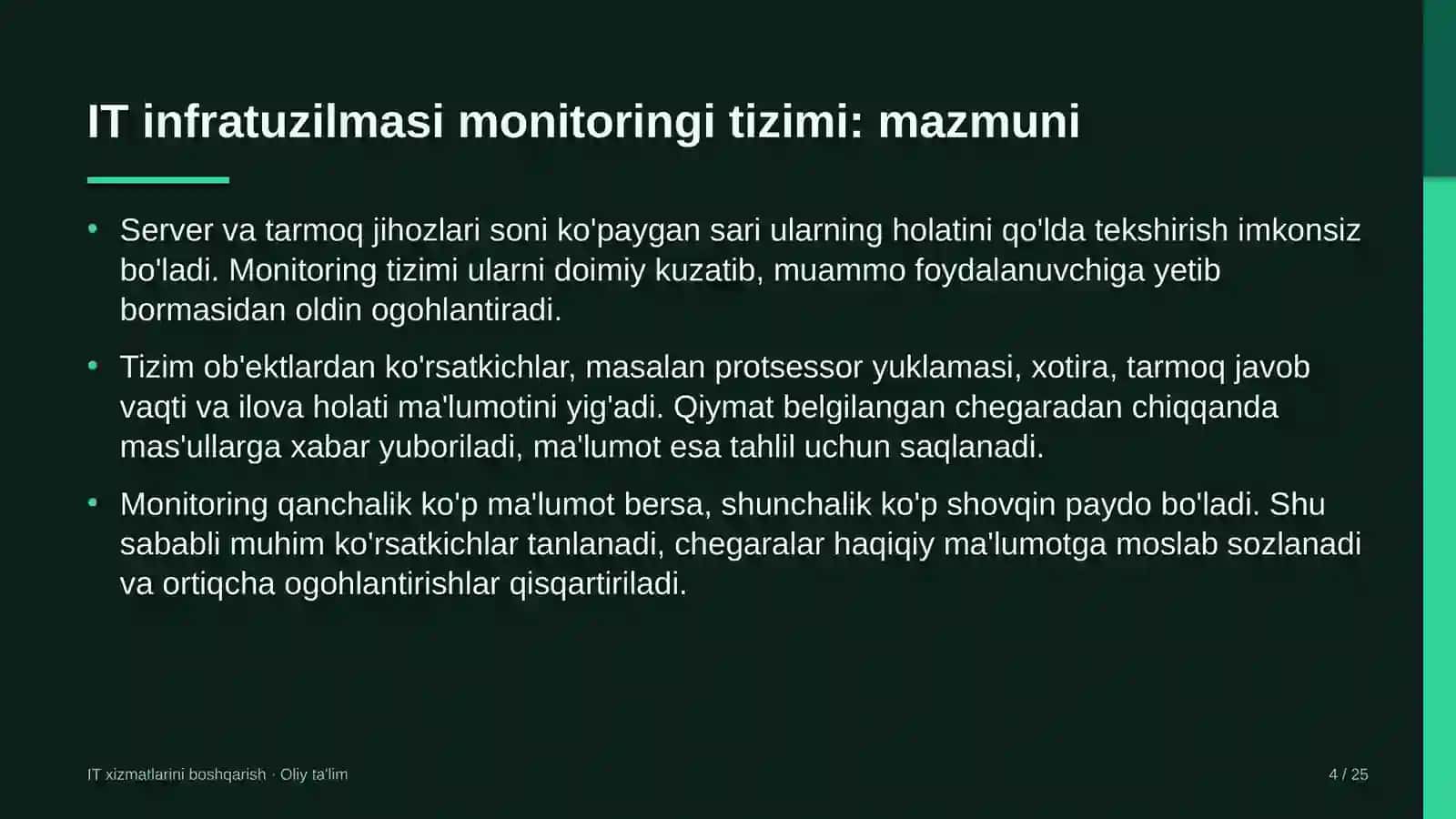 Elektronika do'konlarida axborot texnologiyalari infratuzilmasi monitoringi tizimini joriy etish 4
