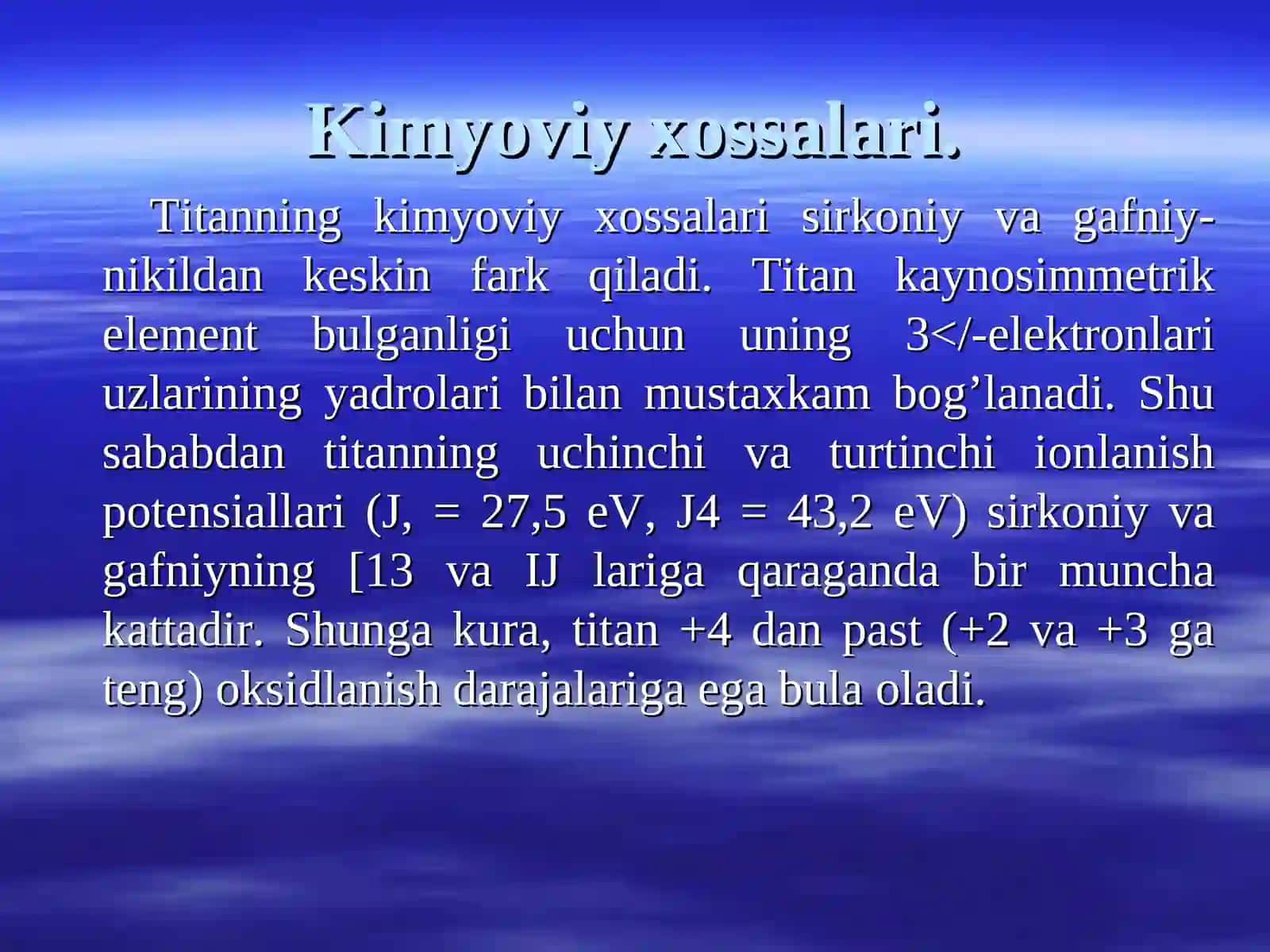 D- ELEMENTLARNING IZOTOPLI,PEREOKSO VA GETEROPOLI BIRIKMALARI VA ULARNING XOSSALARI 4