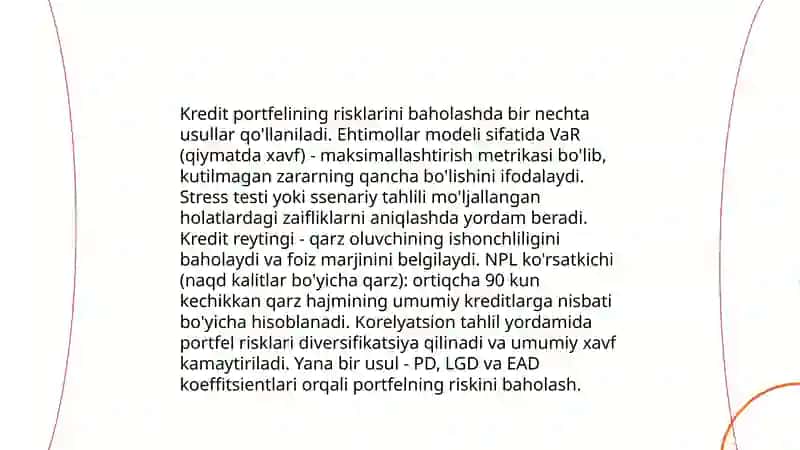 Tijorat banklarining kiredit portfelini ekonometrik modellashtirish 4