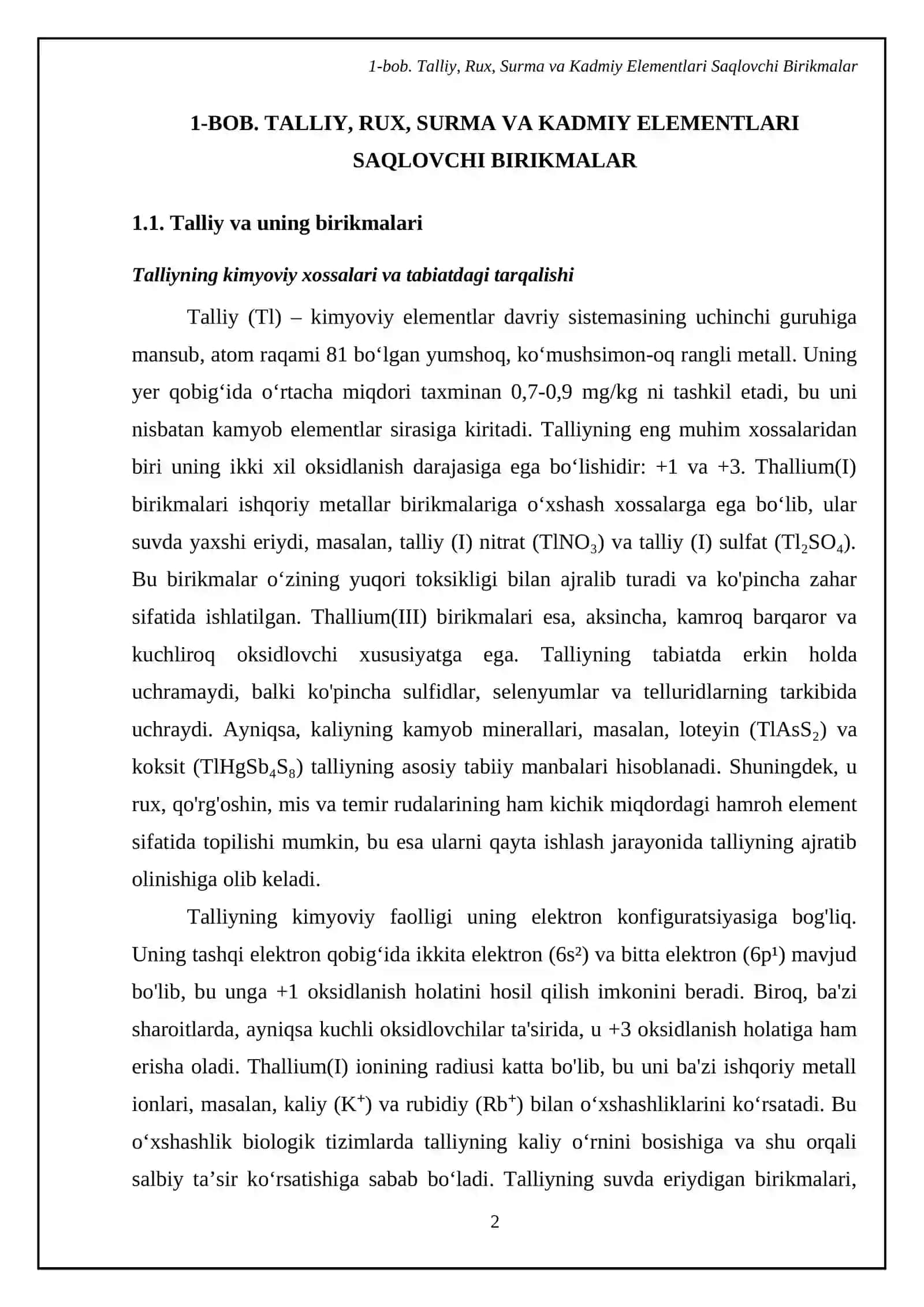 Talliy, Rux, Surma va Kadmiy Elementlarini saqlovchi Birikmalar 4