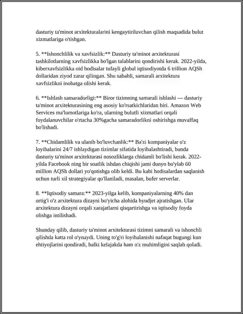 AXBOROT TEXNALOGIYALARNING DASTURIY TA'MINOTI 4