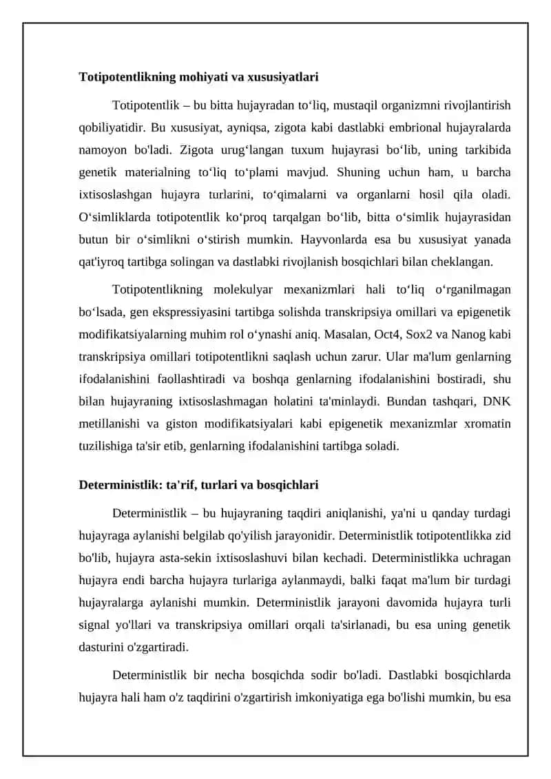 Totipotentlik va determinatsiya 4