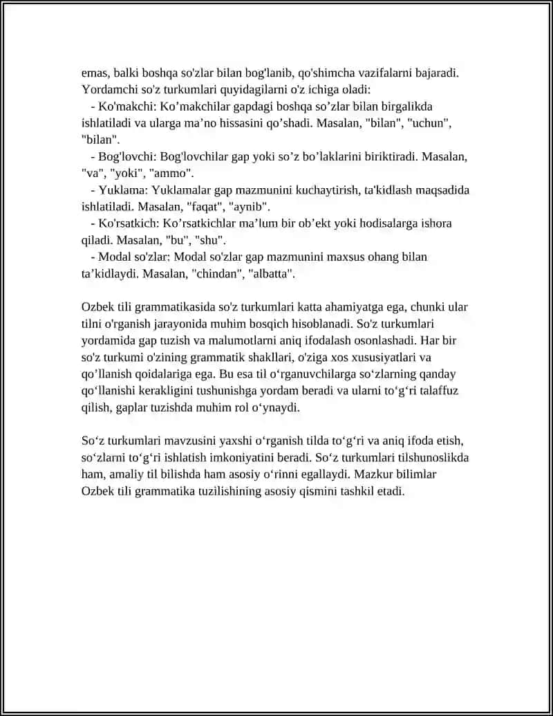O‘ZBEK TILI MUSTAQIL ISH - OZBEK TILI GRAMATIKASI 4