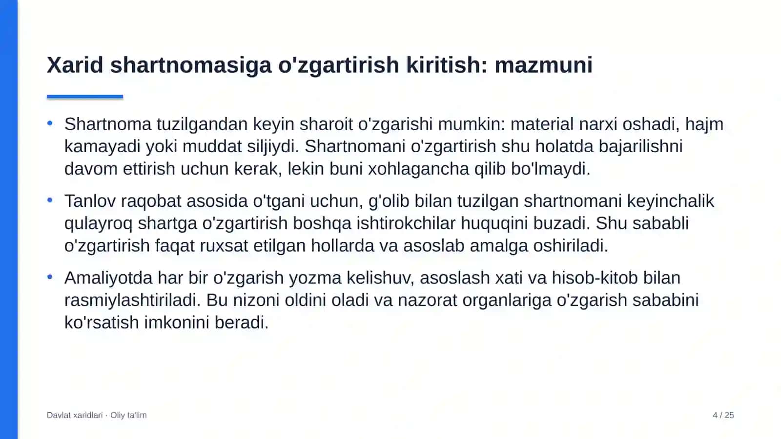 Davlat xaridlari · Oliy ta'lim 4