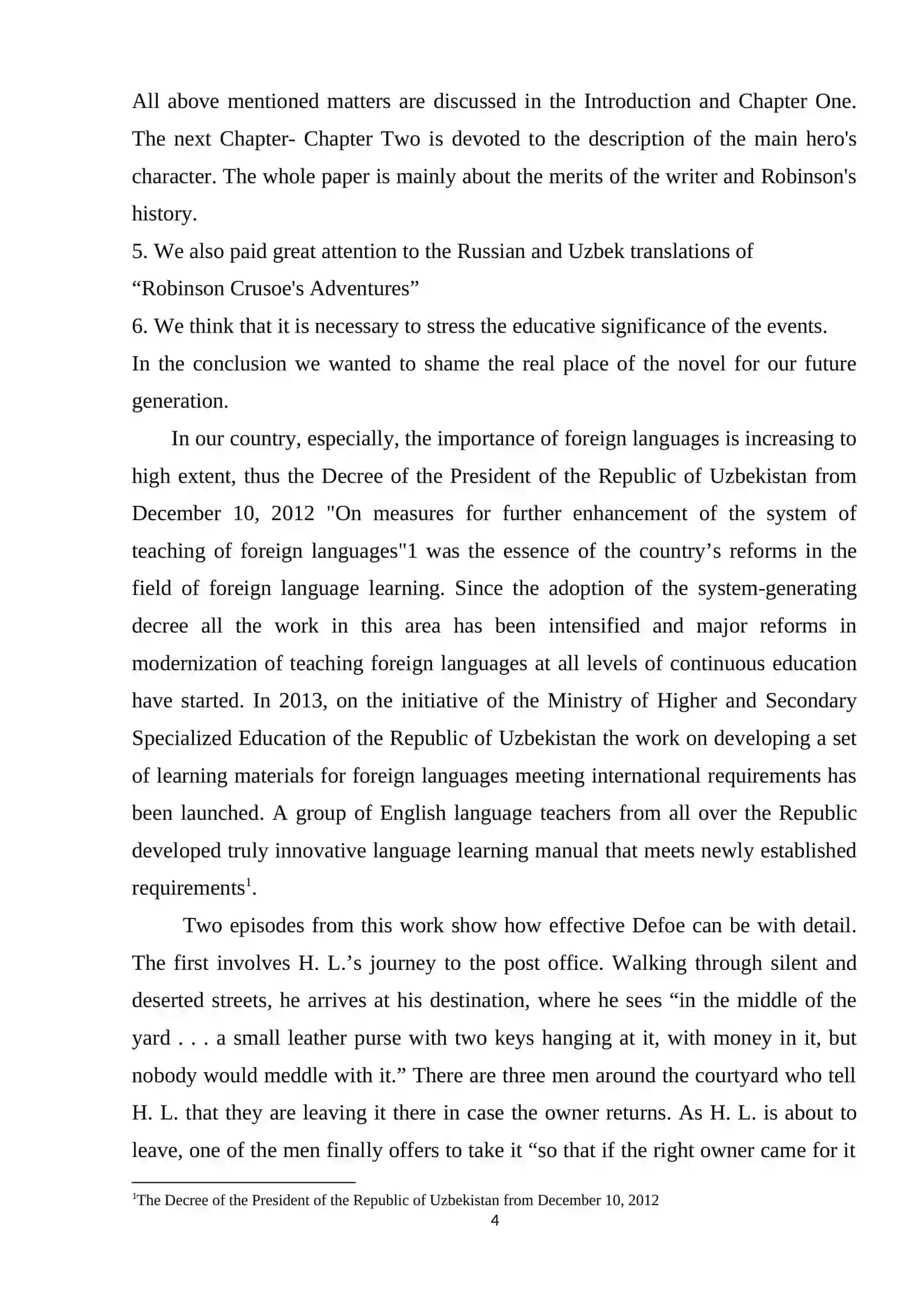 COURSE WORK - THEME: Daniel Defo and his novel Rabinso Cruse 4