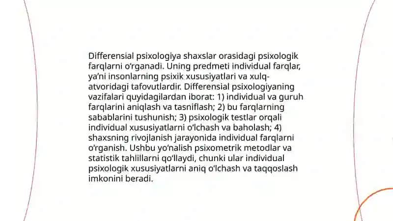 Ijtimoiy qiyoslash va differensial psixologiya 4