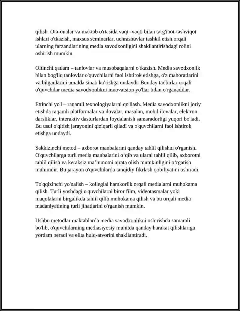 MEDIA SAVODXONLIKNI QANDAY OSHIRISH MUMKIN? 4