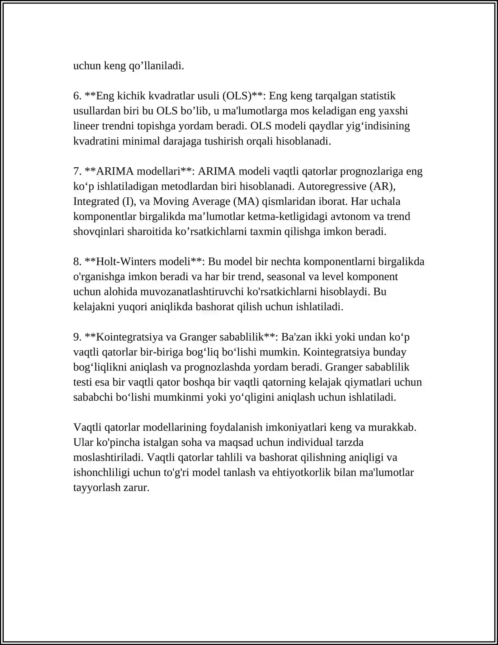 VAQTLI QATORLAR EKONOMETRIK TADQIQI 4