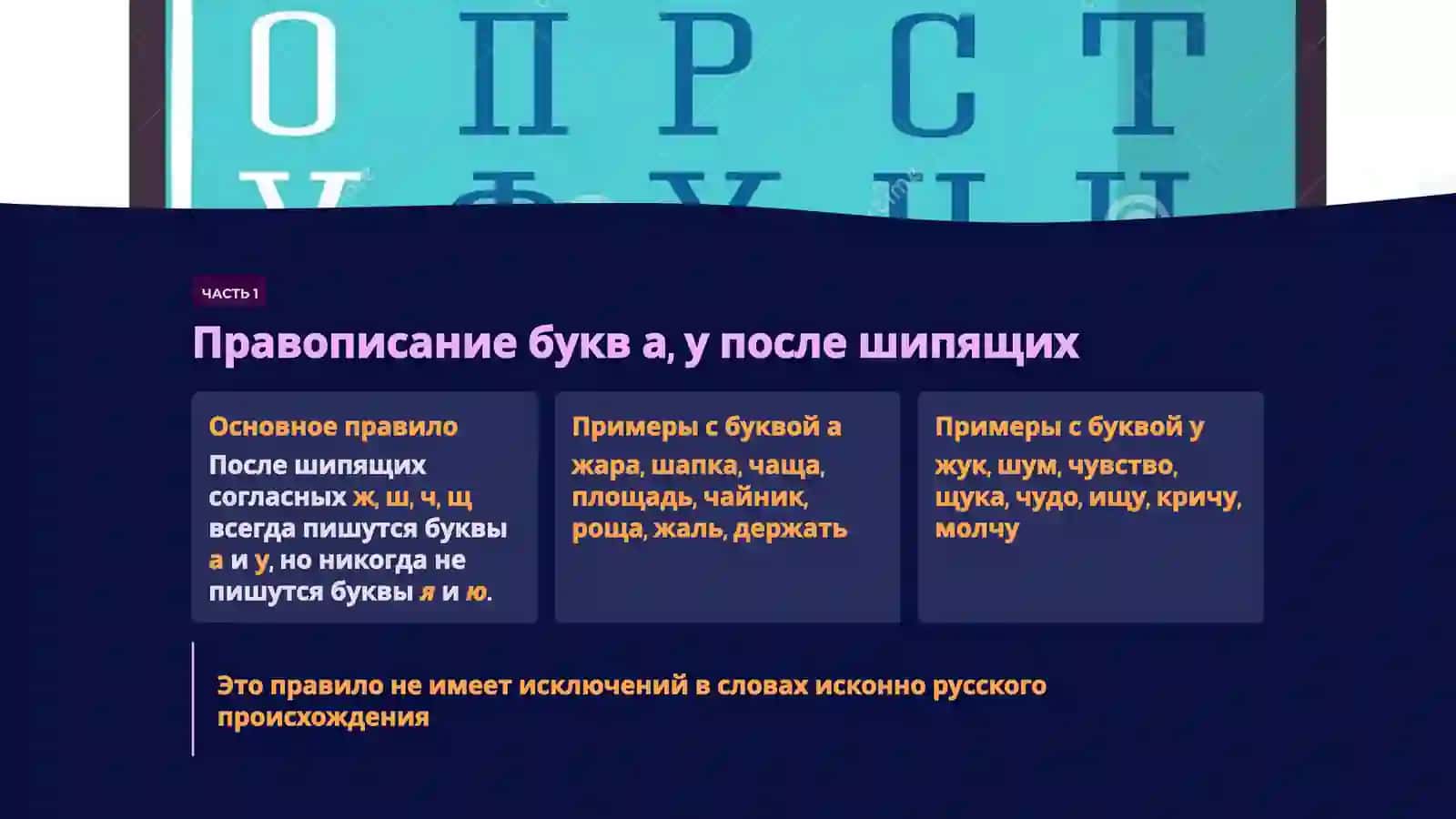 Правописание гласных после шипящих и ц 4