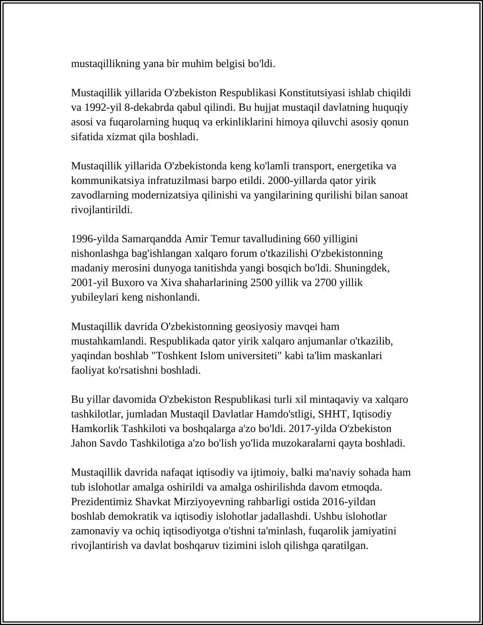 MUSTAQIL ISH Mavzu: MUSTAQILLIK BAYRAMI 4
