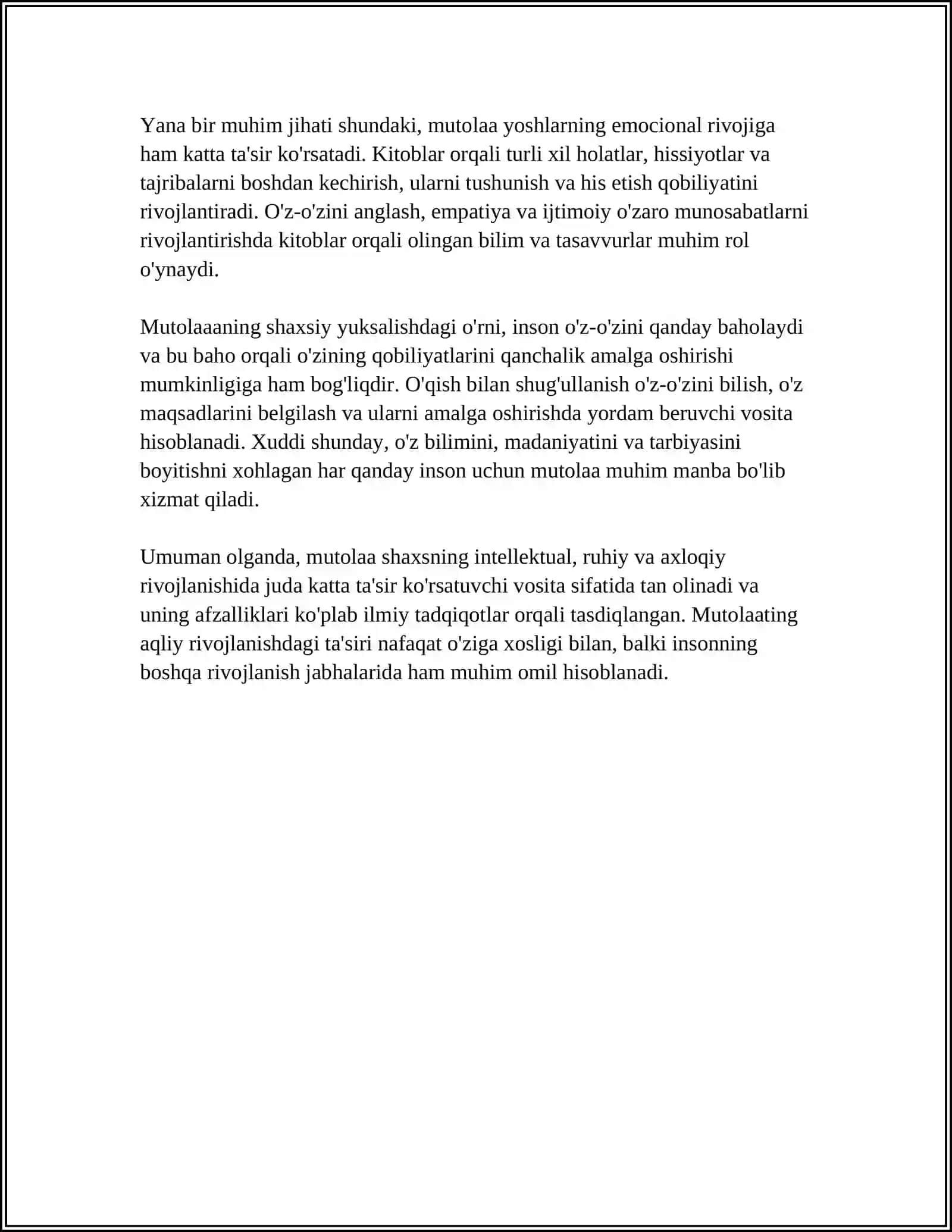 MUTOLAANING SHAXS RIVOJIDAGI O‘RNI 4