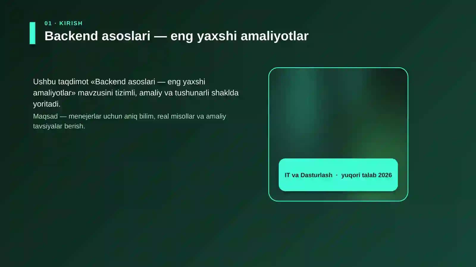 Backend asoslari — eng yaxshi amaliyotlar 4