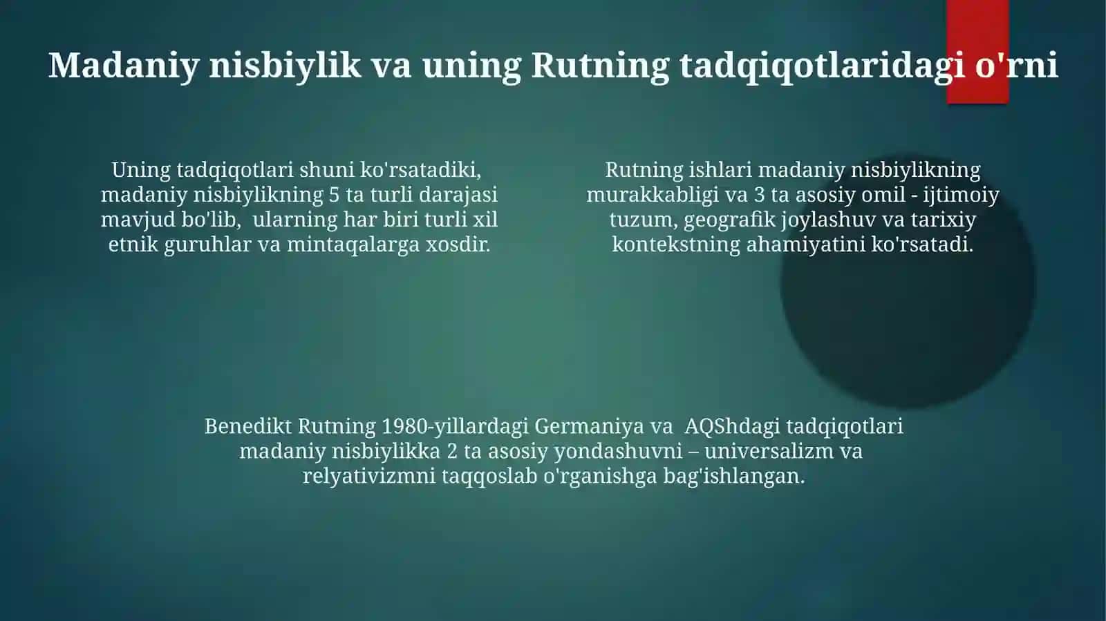 Benedikt Ruth tadqiqotlarida antropologik qarashlar 4