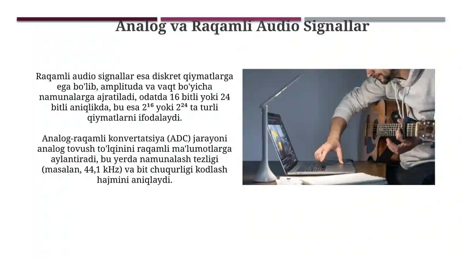 Audio axborotlarni kodlash hajmini aniqlash 4