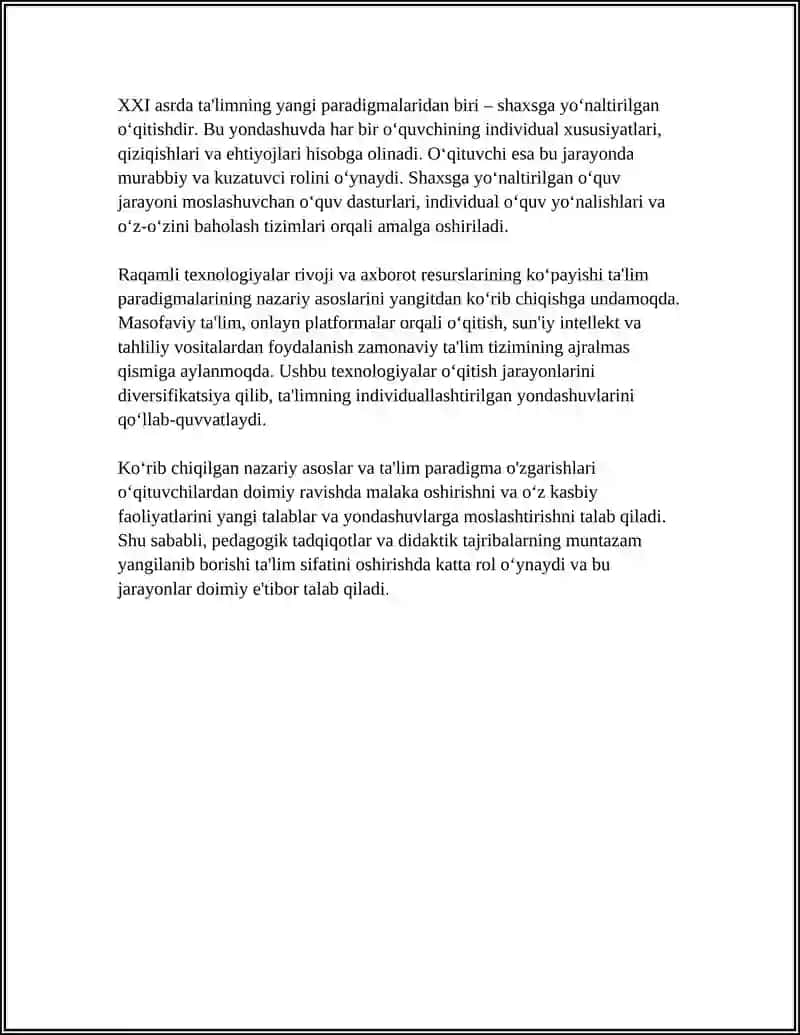 DIDAKTIKA TAʼLIM NAZARIYASI SIFATIDA TAʼLIM PARADIGMALARI 4