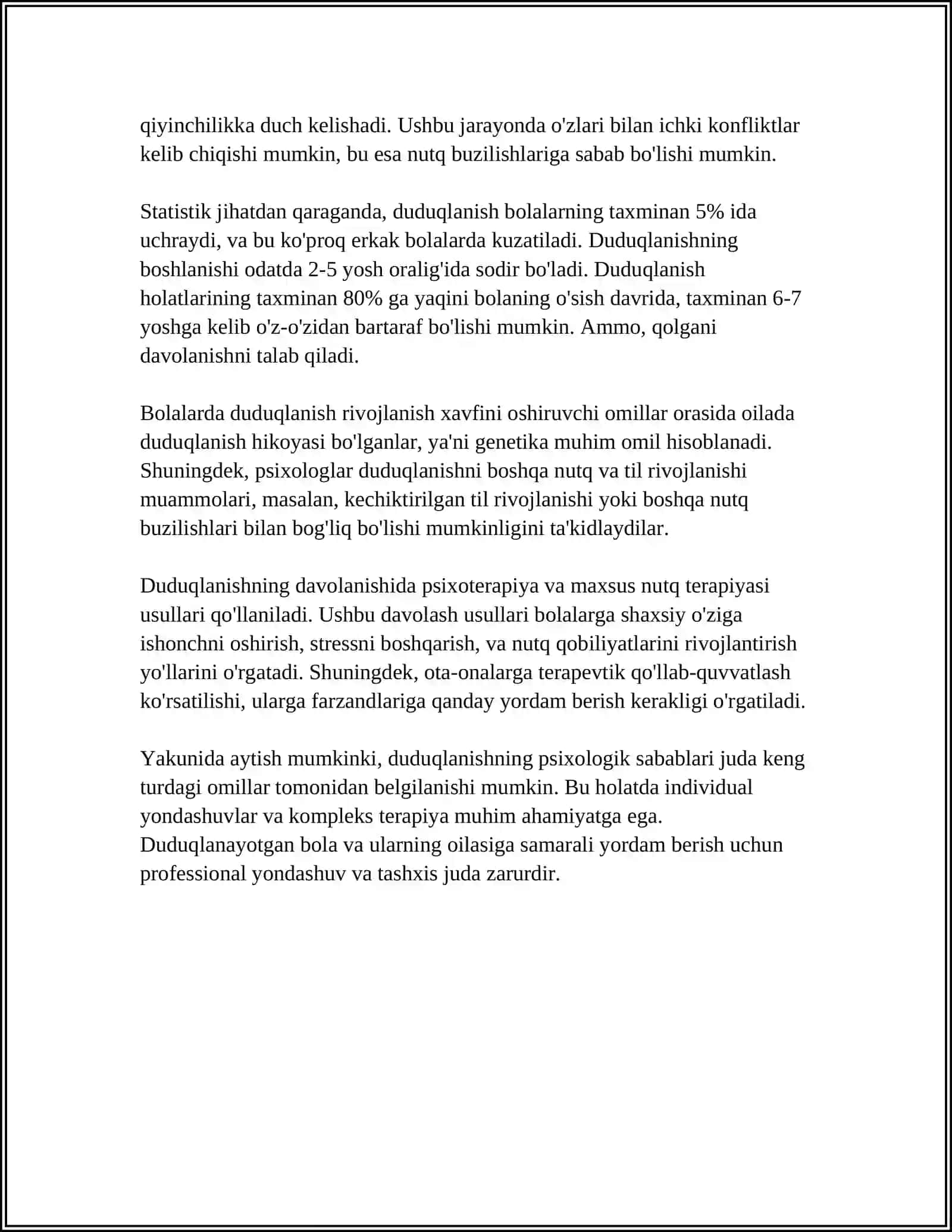 Duduqlanishning psixologik sabablari 4