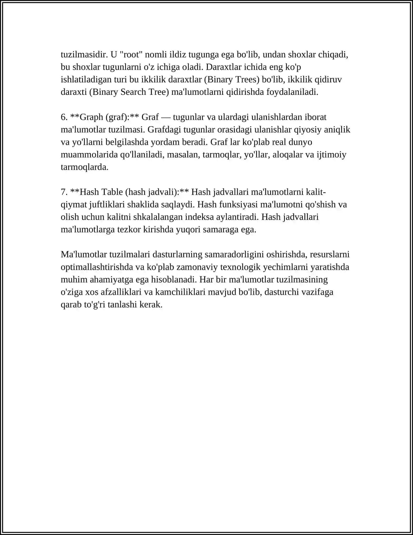 MA'LUMOTLAR TUZILMALARI VA ALGORITMLAR 4