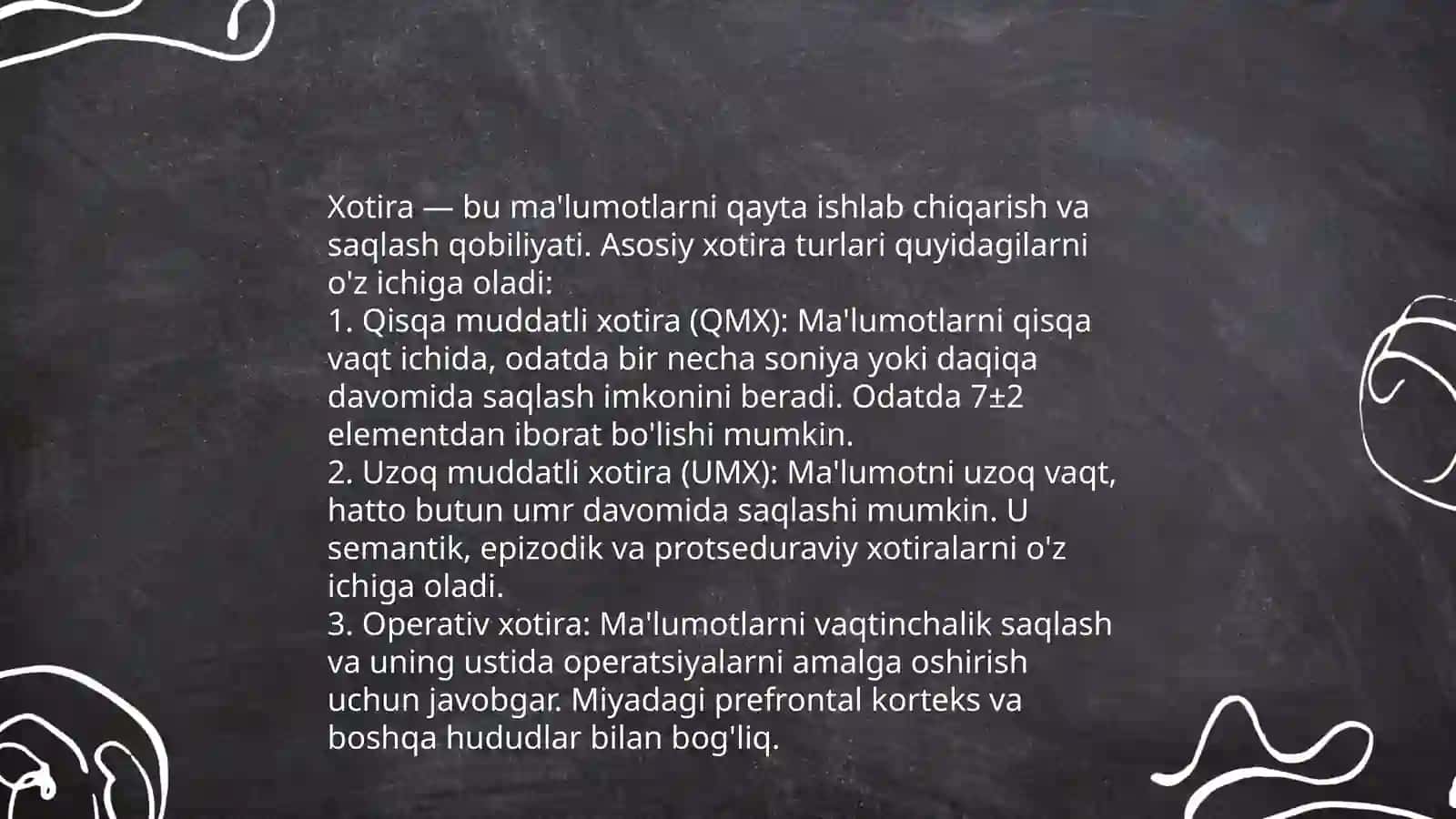 Xotira haqida tushuncha va uning nerv fiziologik asosi 4