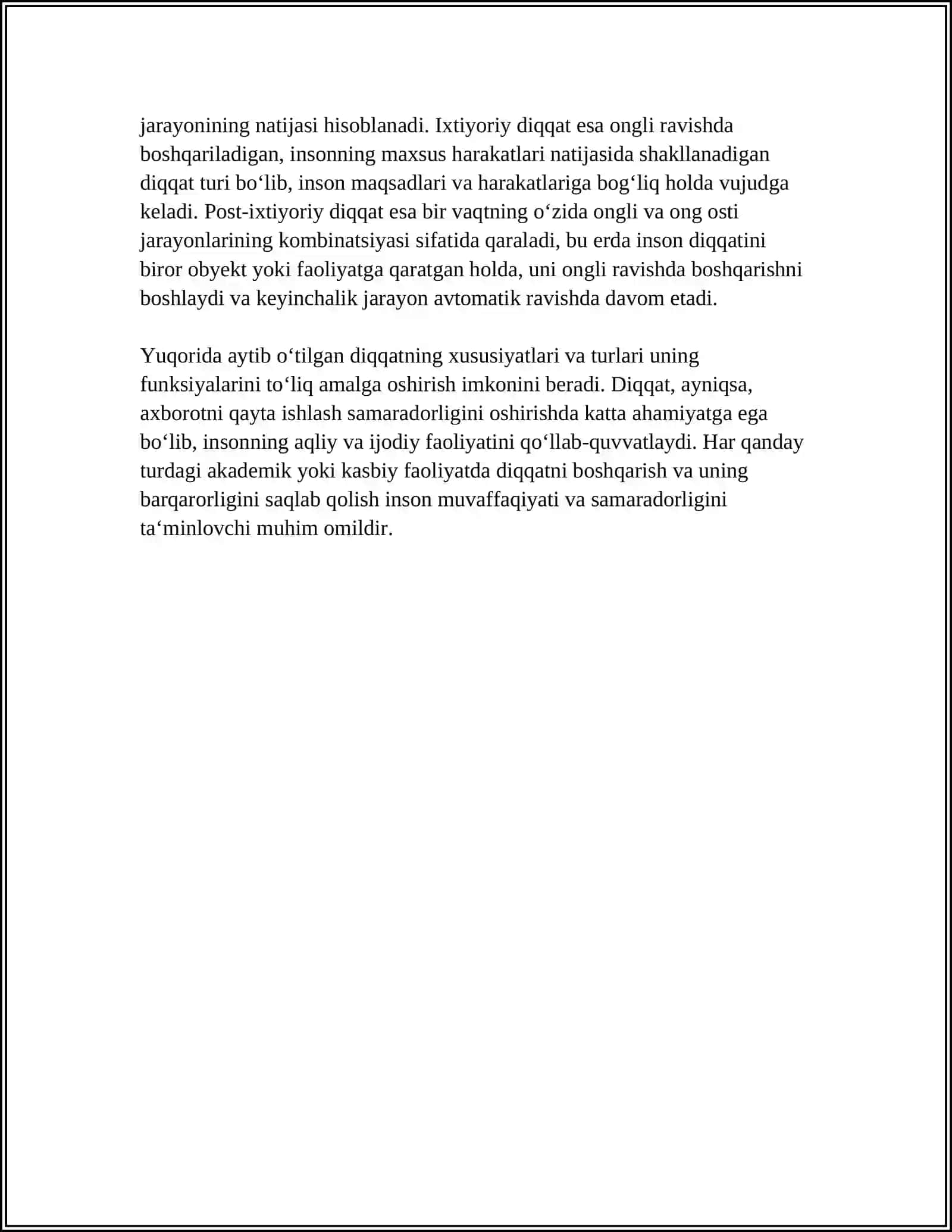 DIQQATNING FUNKSIYALARI,TURLARI,ASOSIY XUSUSIYATLARI 4
