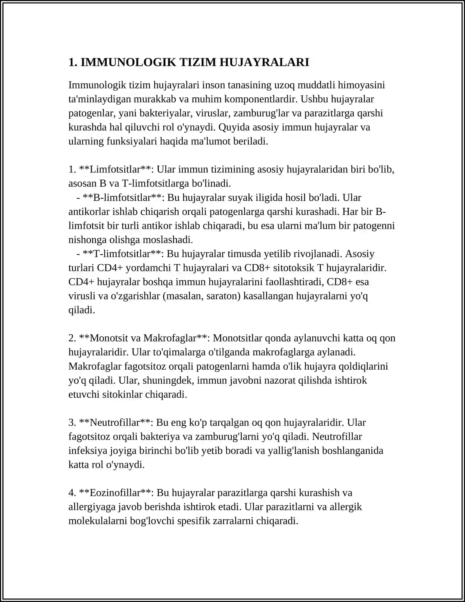 IMMUNOLOGIK TIZIM HUJAYRALARI 4