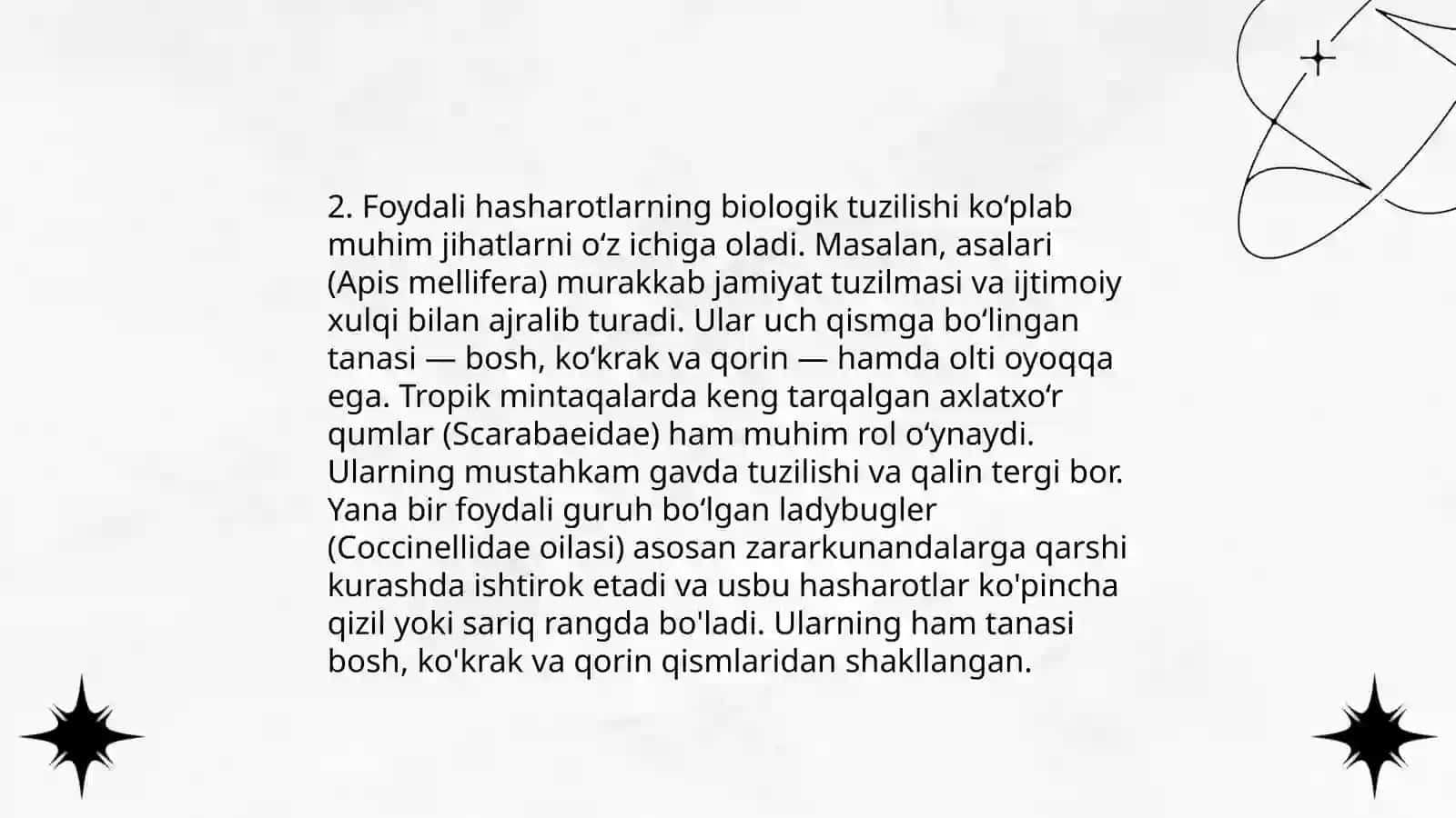Foydali hasharotlarning morfologiyasi 4