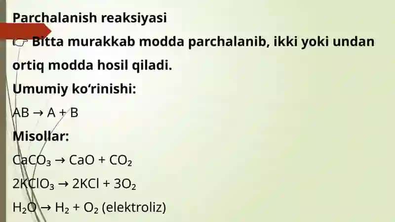 Kimyoviyreaksiya Turlari 4