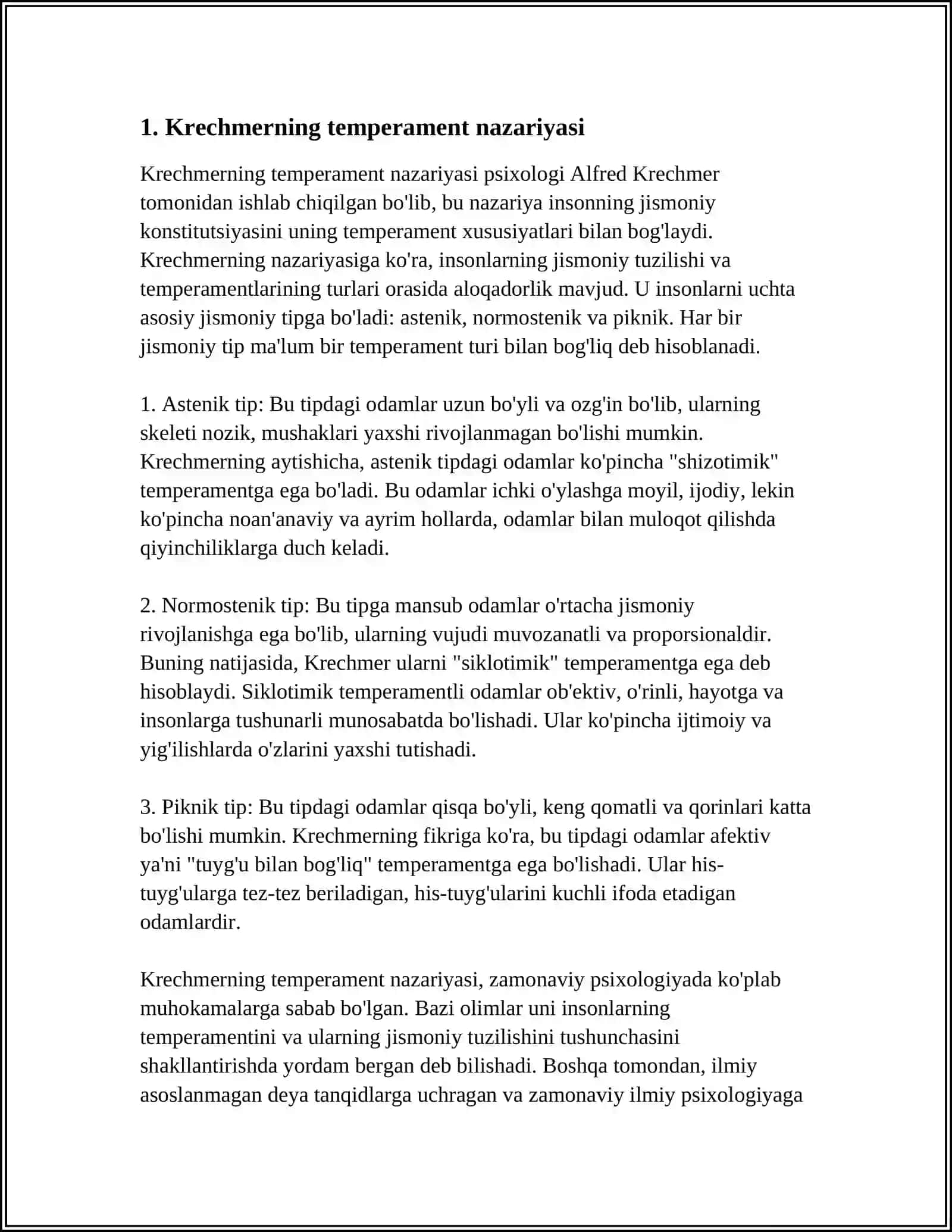 Krechmerning "Temperament" Nazariyasi 4