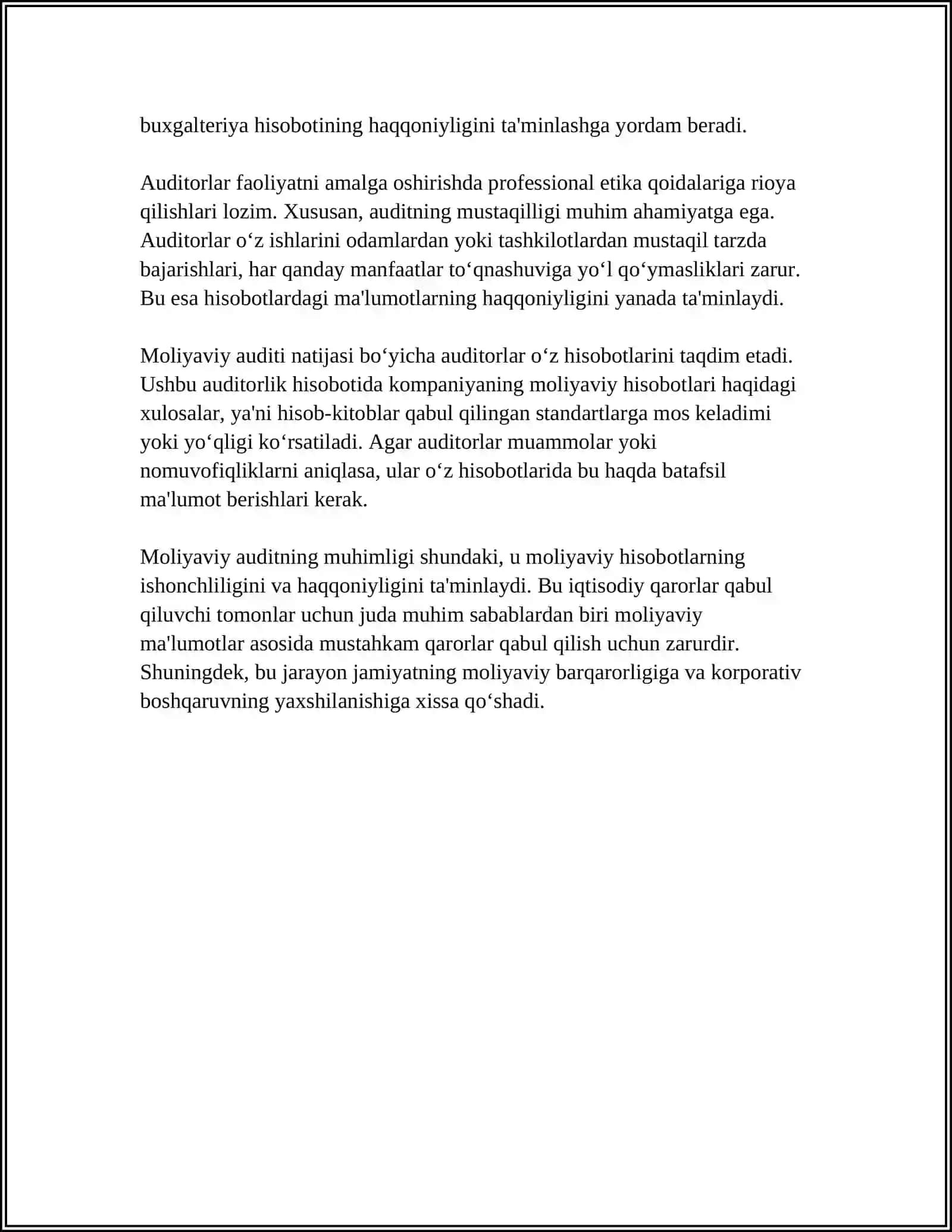 "MOLIYAVIY HI SOBOTLAR AUDITI SIFATINI NAZORAT GILISH" 4